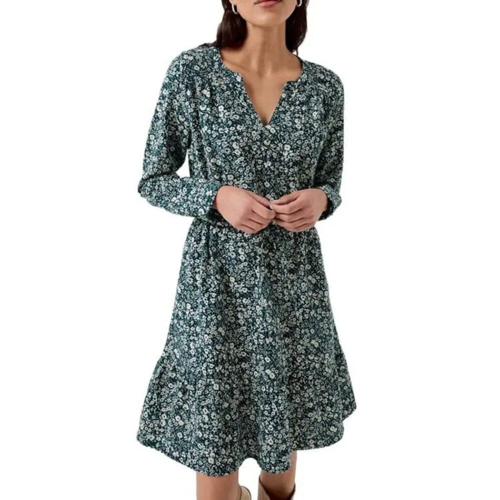 Pact Organic Cotton Cafe Crepe Tiered Dress Celestial Prairie Floral Size Large